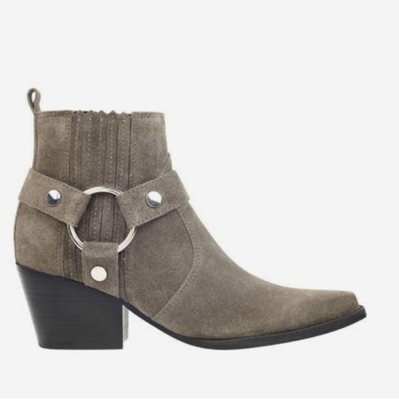 Marc Fisher Halie Grey Suede Booties, Size 9 - Picture 1 of 5